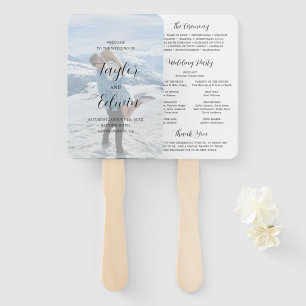 Minimalist Photo Modern Wedding Program Hand Fan