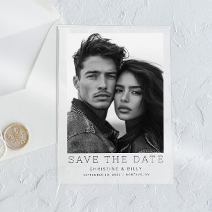 Minimalist Photo Modern Wedding Save the Date Acrylic Invitations