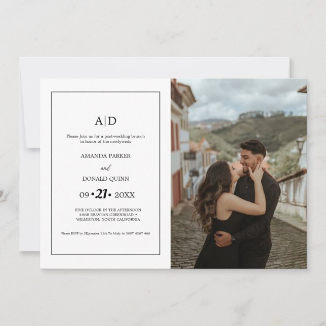  Minimalist photo Monogram Pre-Wedding brunch Invitation (Front)