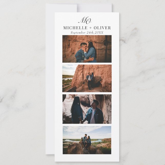 Minimalist  Photo Monogram Simple Elegant Wedding Save The Date (Front)