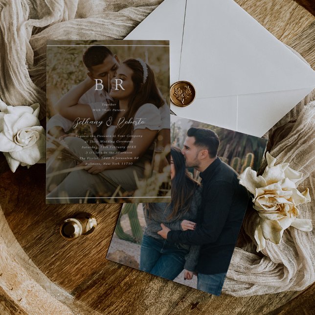 Minimalist Photo Monogram Wedding Invitation (Creator Uploaded)