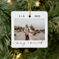 Minimalist Photo Ornament | Merry & Married Photo