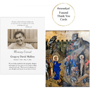 Minimalist Photo Orthodox Christian Funeral Thank You Card