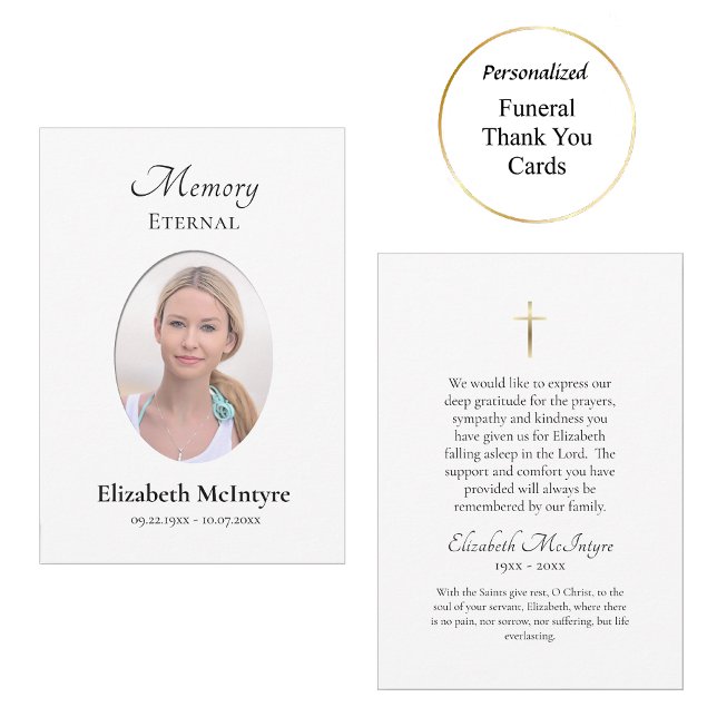 Minimalist Photo Orthodox Christian Memorial Thank You Card (Creator Uploaded)