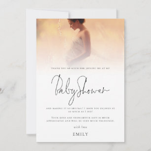Minimalist Photo Overlay Baby Shower Thank You Card