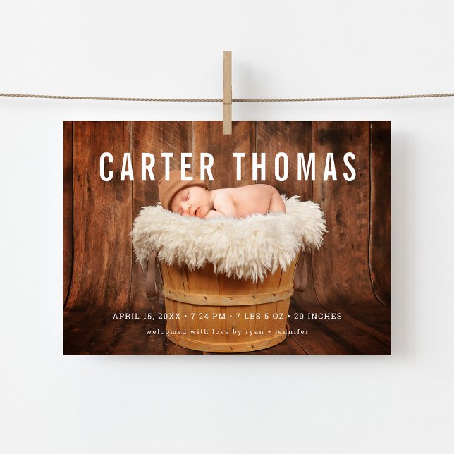 Minimalist Photo Overlay Birth Announcement Magnet (Creator Uploaded)