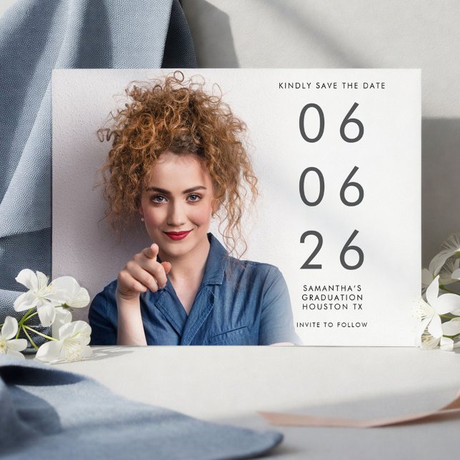 Minimalist Photo Overlay Graduation Save The Date (Creator Uploaded)