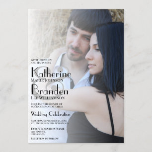 Minimalist Photo Overlay Modern Typography Wedding Invitation