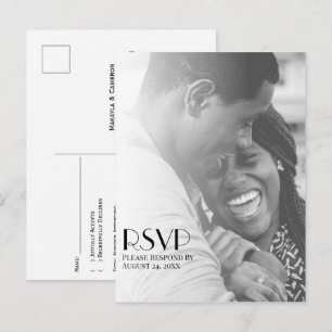 Minimalist Photo Overlay Modern Wedding RSVP Postcard