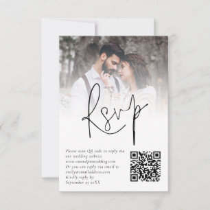 Minimalist Photo Overlay QR Code Wedding RSVP Card