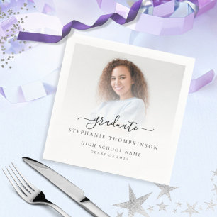 Minimalist Photo Overlay Script 2022 Graduation Napkin