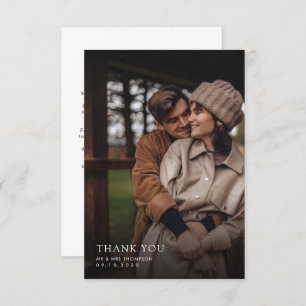 Minimalist Photo Overlay Shadow Border Wedding Thank You Card