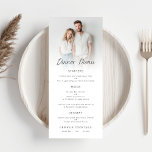 Minimalist Photo Overlay Wedding Menu Card<br><div class="desc">Minimalist Photo Overlay Wedding Menu Card. Available digitally and printed. Easily personalise the text and replace the sample photo with your own favourite.</div>