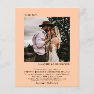 Minimalist Photo Peach BUDGET Wedding Invitation