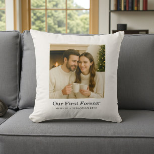 Minimalist Photo Personalized Text Keepsake Cushion