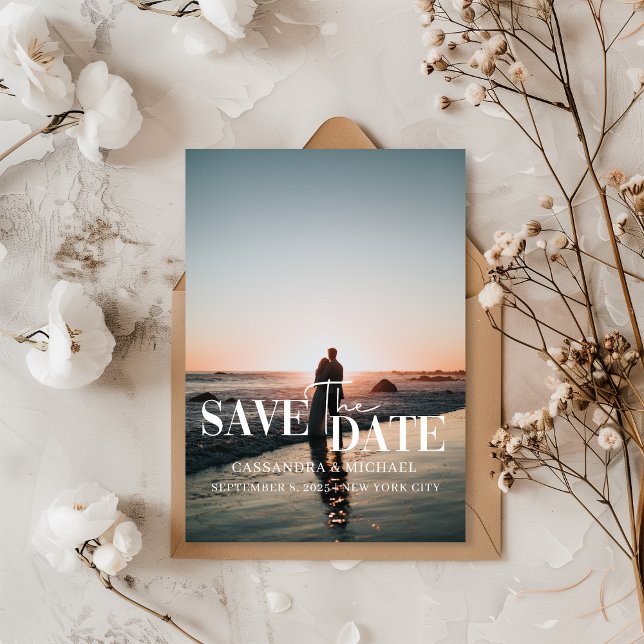 Minimalist Photo Portrait Wedding Save the Date  Invitation (Creator Uploaded)