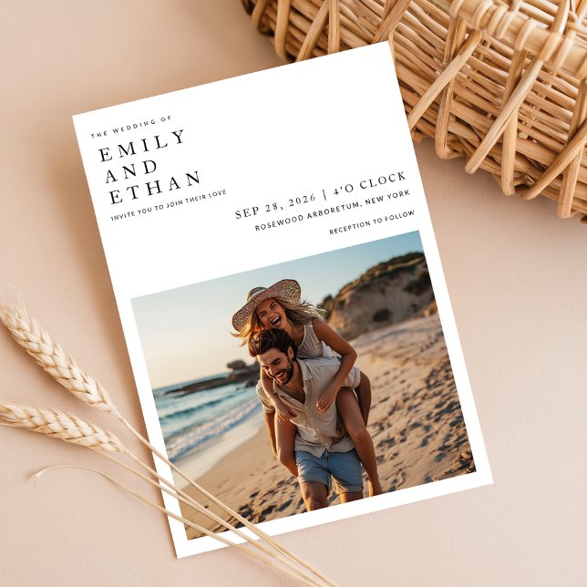 Minimalist Photo Qr Code Beach Wedding Invitation (Creator Uploaded)