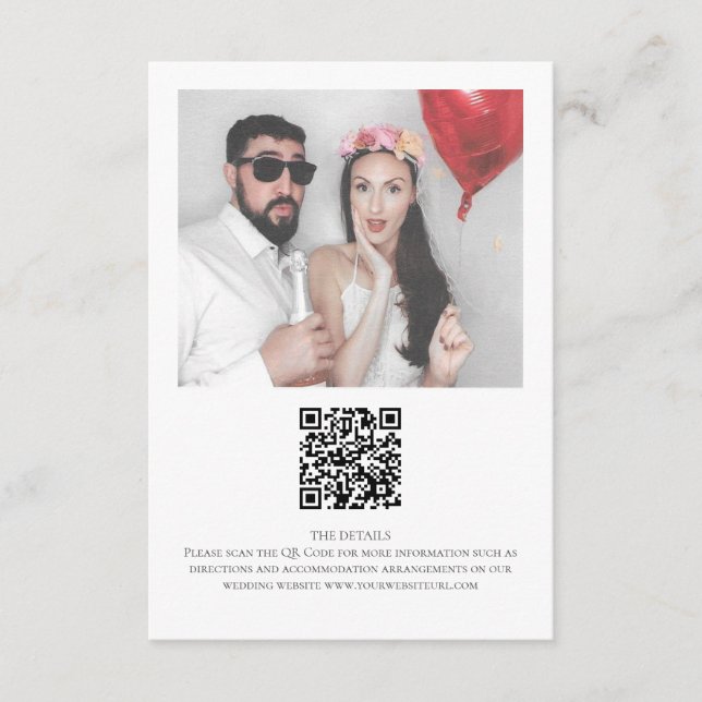 Minimalist Photo QR Code Wedding Enclosure Card (Front)