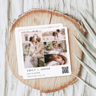 Minimalist Photo QR code White Wedding Invitation