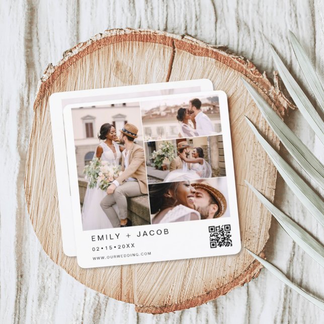 Minimalist Photo QR code White Wedding Invitation (Creator Uploaded)