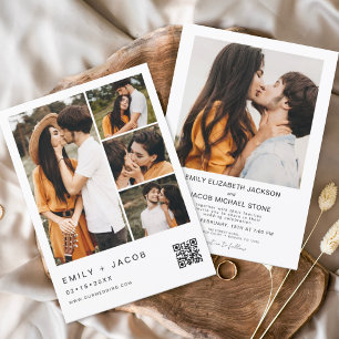 Minimalist Photo QR code White Wedding Invitation