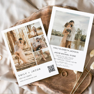 Minimalist Photo QR code White Wedding Invitation
