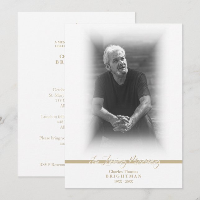 Minimalist Photo Remembrance Service Dear Ones Card (Front/Back)