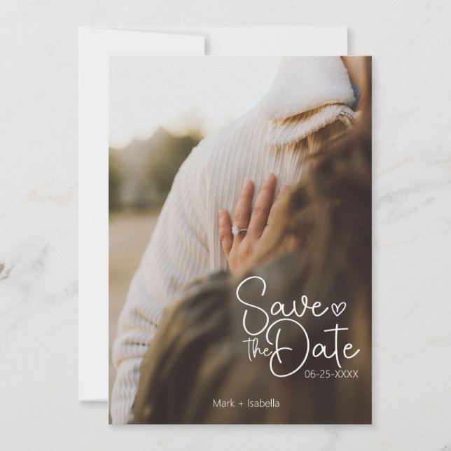 Minimalist Photo Save the Date Card – Modern Roman (Front)