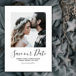 Minimalist Photo Save the Date White