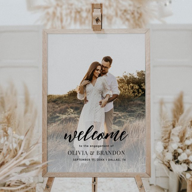 Minimalist Photo Script Engagement Party Welcome Poster (Creator Uploaded)