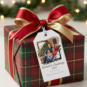 Minimalist Photo Season's Greeting Personalise Gift Tags