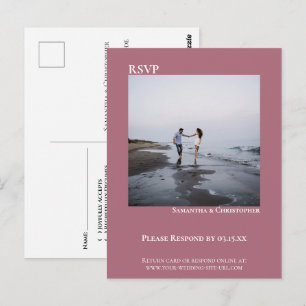 Minimalist Photo Simple Dusty Rose Wedding RSVP Postcard