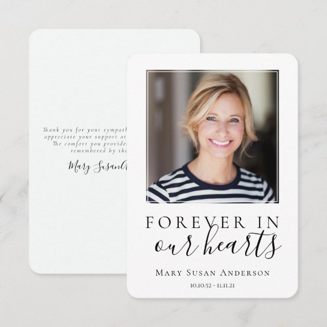 Minimalist Photo Sympathy Funeral Thank You Card (Front/Back)