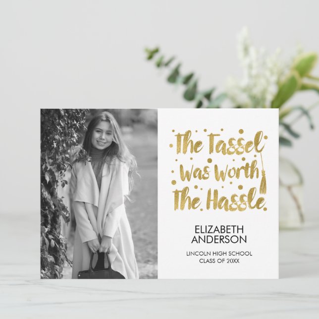 Minimalist Photo & Tassel Graduation  Announcement (Standing Front)