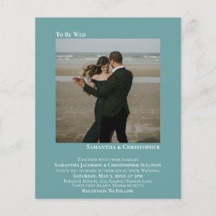 Minimalist Photo Teal BUDGET Wedding Invitation