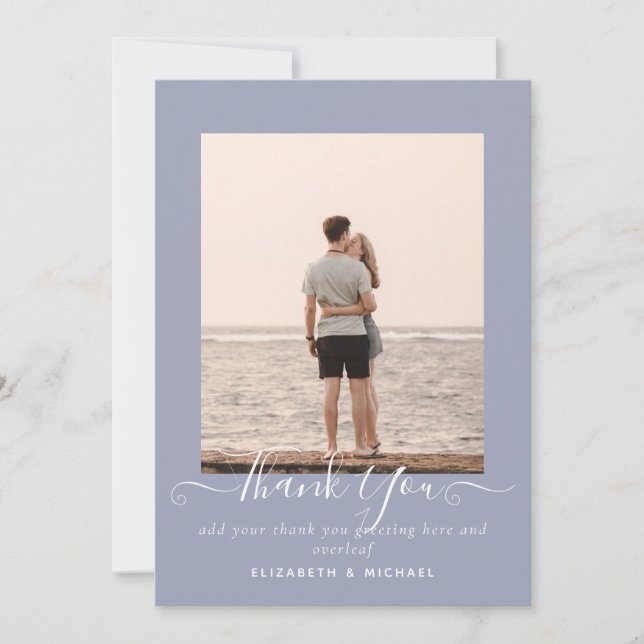 Minimalist PHOTO THANK YOU  Dusty Blue (Front)