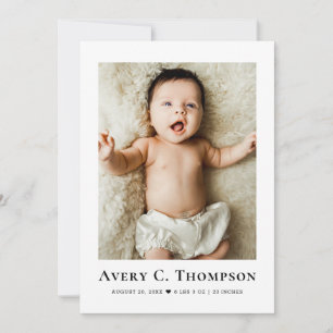 Minimalist Photo Thank you & Newborn Birth Announcement