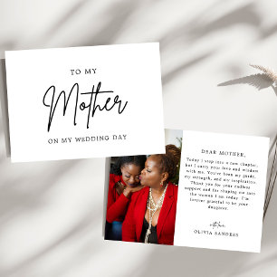 Minimalist Photo To My Mother On My Wedding Day Thank You Card