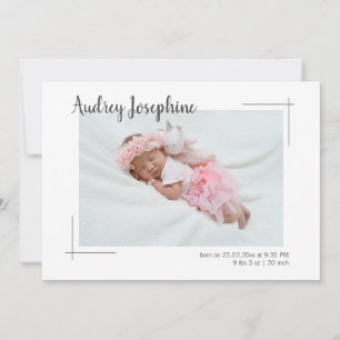 Minimalist Photo Two Side Collage Baby Girl Announcement