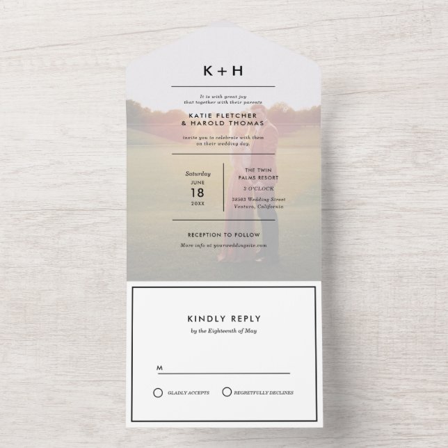 Minimalist Photo Wedding All In One Invitation (Inside)