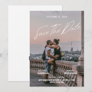 Minimalist photo wedding backpacker movie poster  save the date