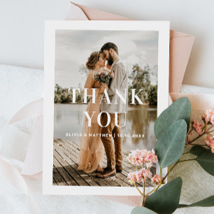 Minimalist Photo Wedding Clean Simple Typography Thank You Card