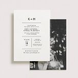Minimalist Photo Wedding Invitation<br><div class="desc">This minimalist style wedding invitation is the perfect way to set the tone for your special day. The front side features a clean and simple design with modern typography in white, providing a blank canvas for your wedding details. The back side features a black and white photo of the couple,...</div>