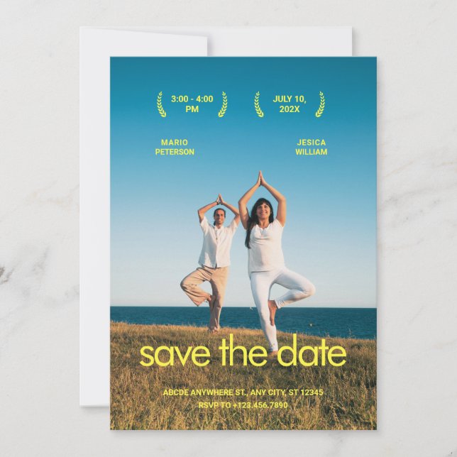 Minimalist photo wedding save the date (Front)