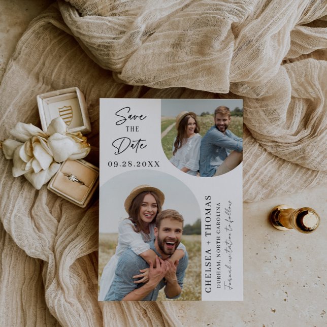 Minimalist Photo Wedding Save The Date Card (minimalist photo save the date wedding card)