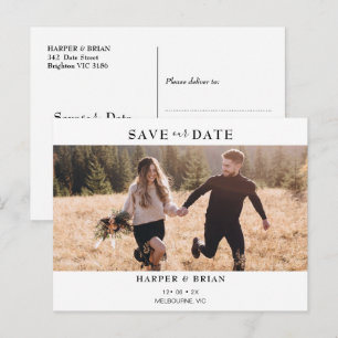 Minimalist Photo Wedding Save The Date Postcard