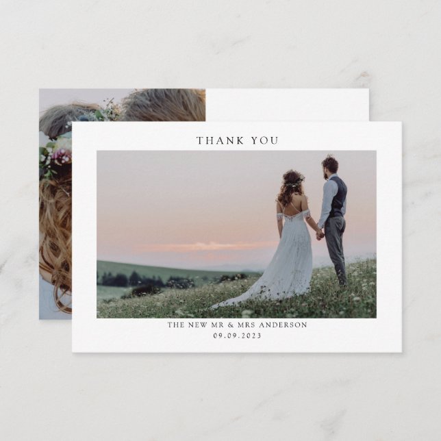 Minimalist Photo Wedding Thank You Card (Front/Back)