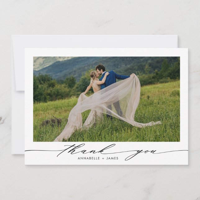 Minimalist Photo Wedding Thank You Card (Front)