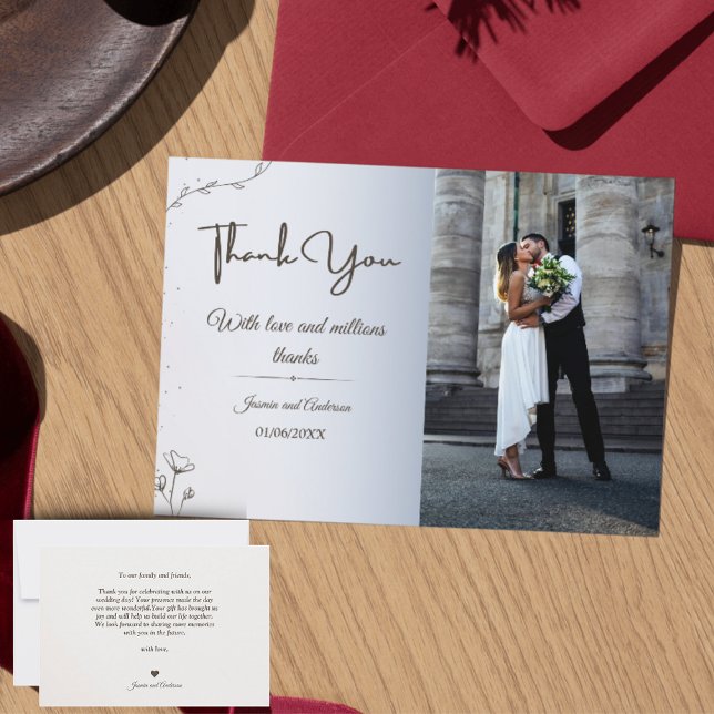 Minimalist Photo Wedding Thank You Card – Horizont (Minimalist Photo Wedding Thank You Card with Script)