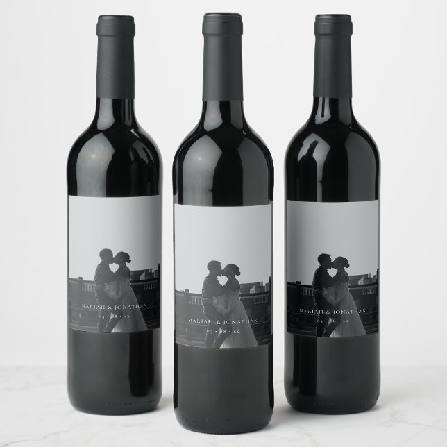 Minimalist Photo Wedding Wine Bottle Labels (Creator Uploaded)